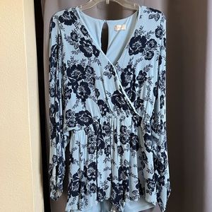 Blue Floral Romper